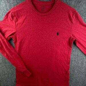 Polo Ralph Lauren Long Sleeve Red T Shirt Cotton XS Blue Pony Logo Men’s Adult